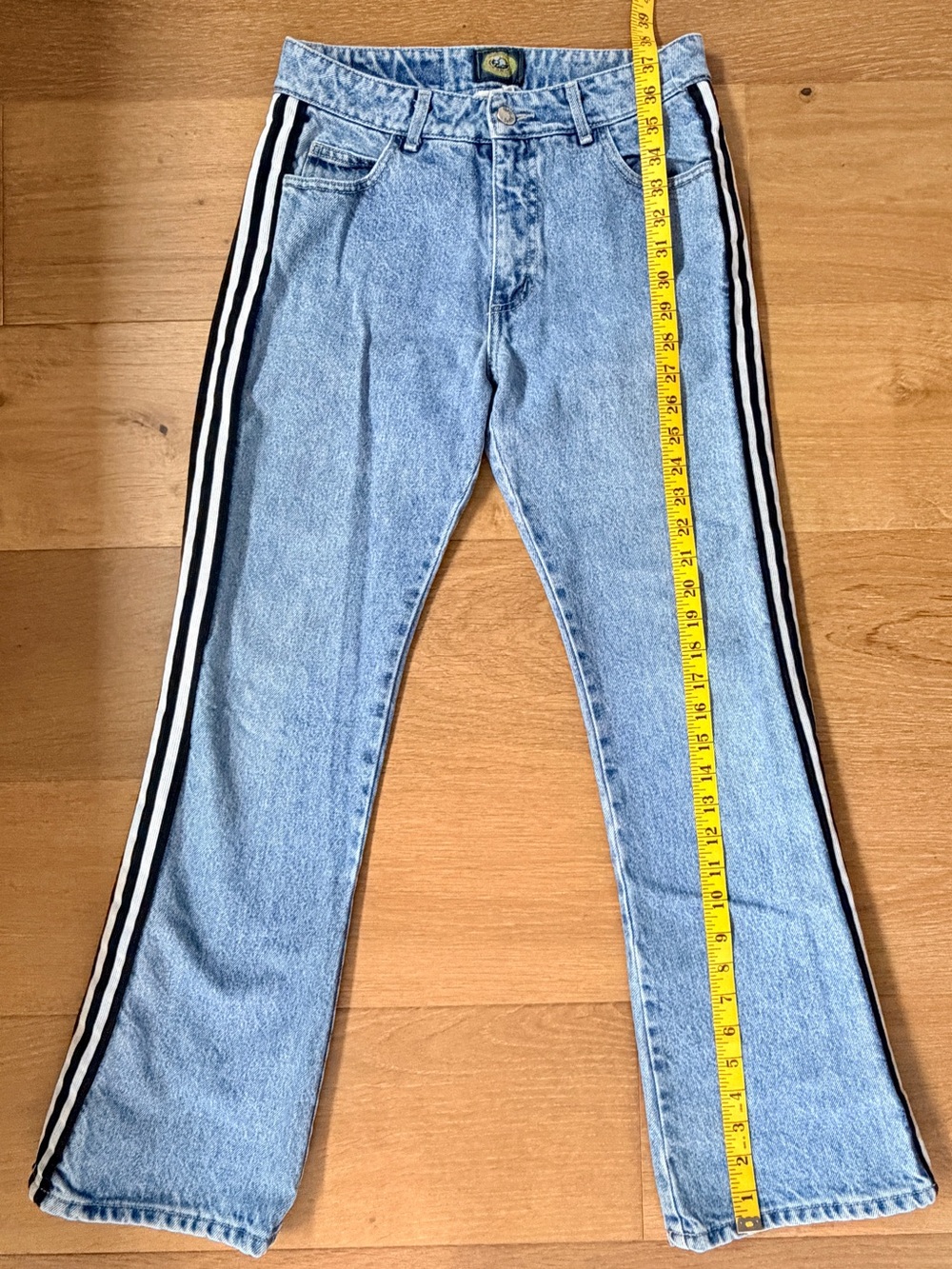 VTG Paris Blues Originals Y2K Side Stripe Flare Jeans Light Wash Juniors Size 7 - Picture 8 of 11